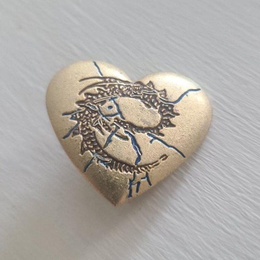 Golden Dragon Heart Lapel Pin Brooch